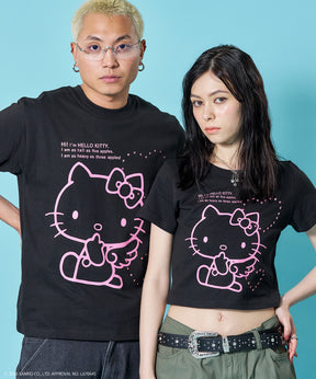 HK LOVE SEQUENZ TEE / ハローキティ キティちゃん 半袖 クルーネック プリント ワンポイント ラインストーン ブラック