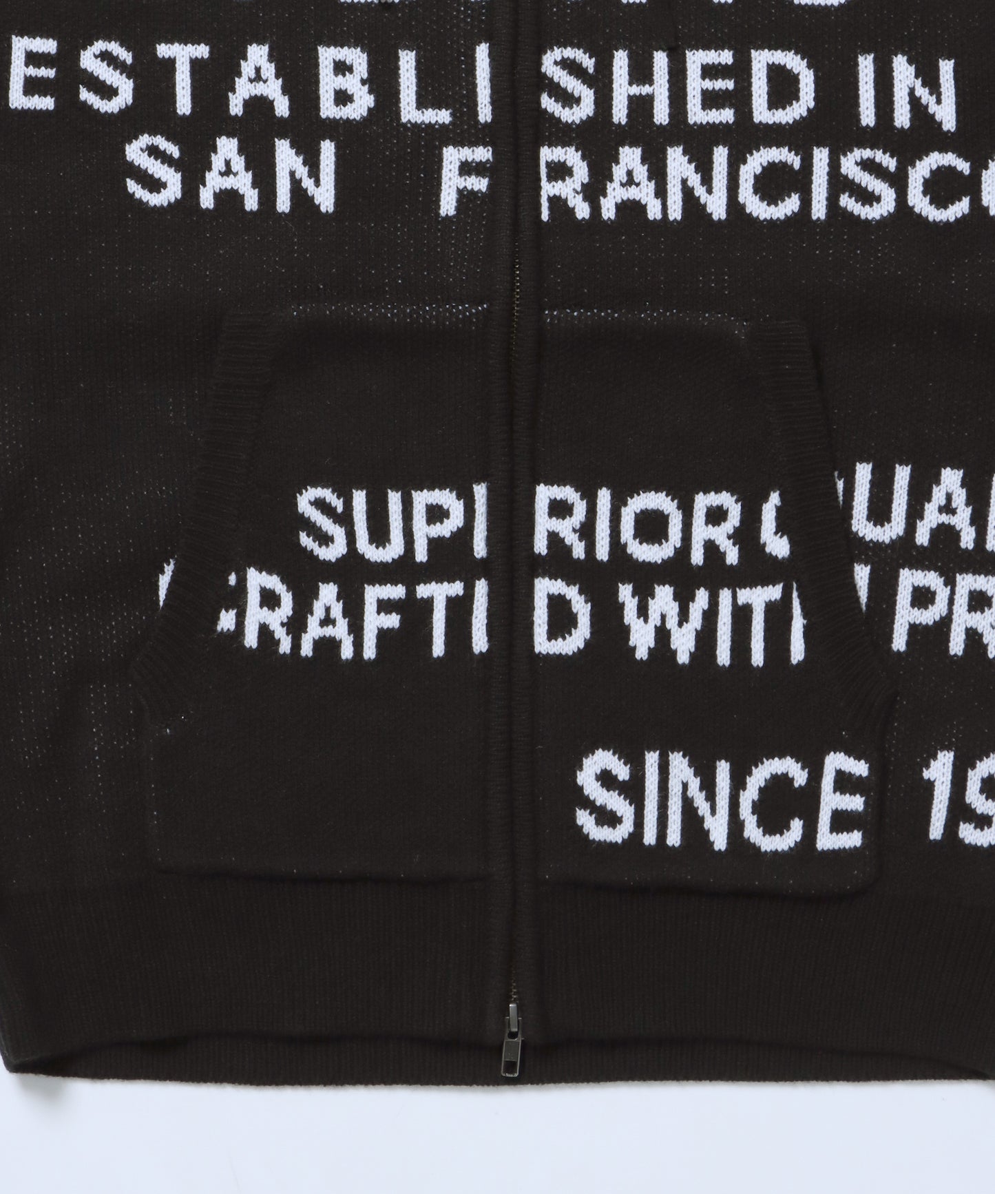 FAUX FUR TRIM KNIT JACKET / オーバーサイズ ニット ファー ジップパーカー フーディ ダブルジップ ブラック