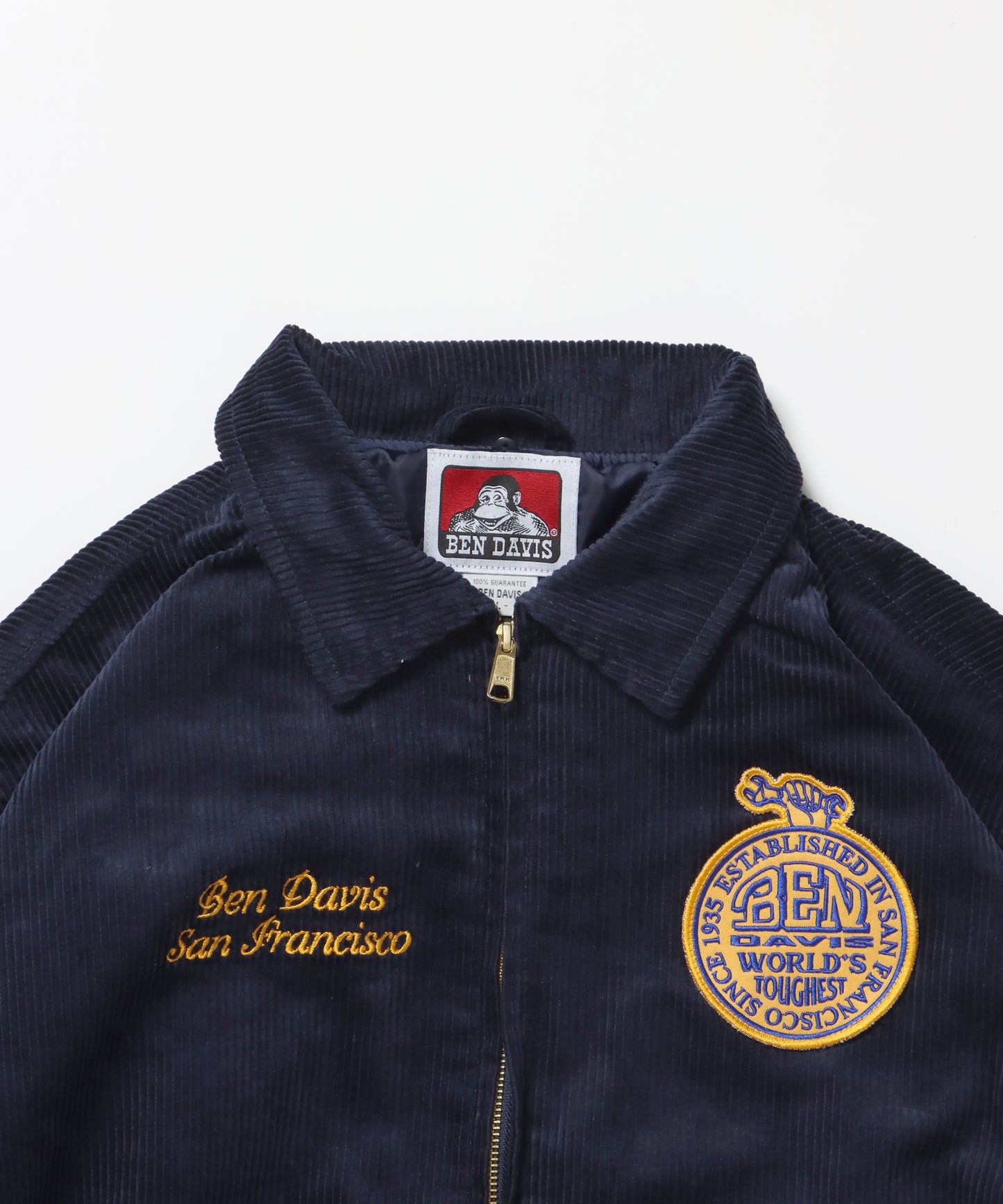 REMOVAL BOA COLLAR CORD JACKET /ジャケット ボア 刺繍 ワッペン スイングトップ ネイビー