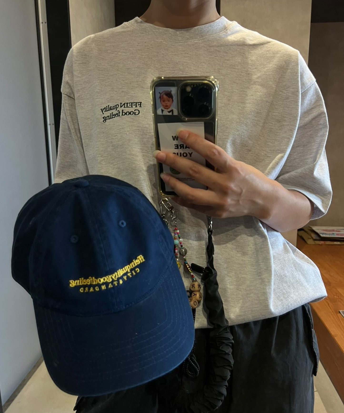 ワンポイントロゴ刺繍 TEE アッシュグレー
