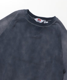 70'S FIT F-SLEEVE CREW / 加工 裏起毛 クルーネック スウェット ラグラン 短丈 裏毛 ネイビー