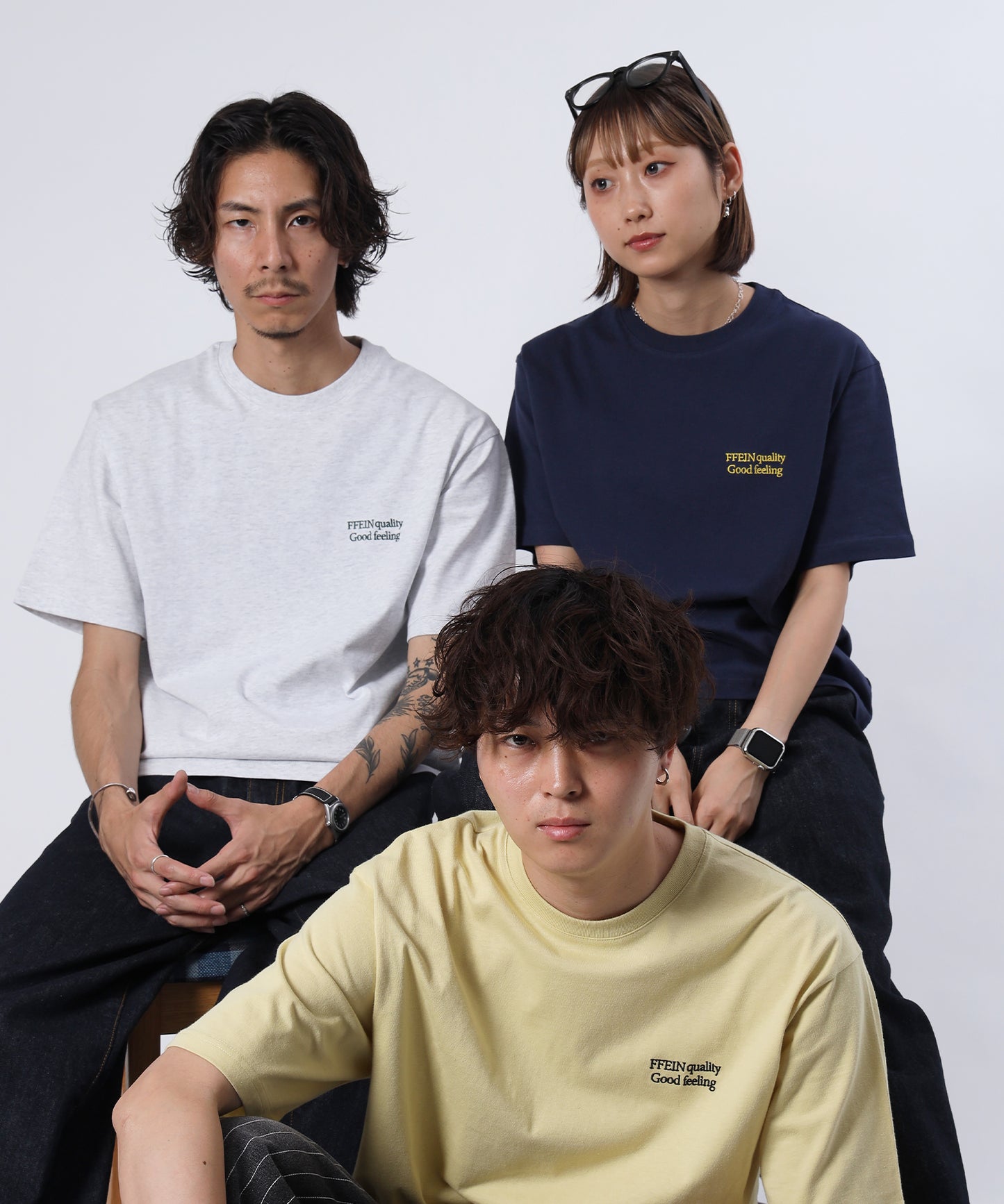 ワンポイント刺繍ショート丈Tシャツ / Tシャツ 短丈 クルーネック 半袖 刺繍 ワンポイントレモン イエロー