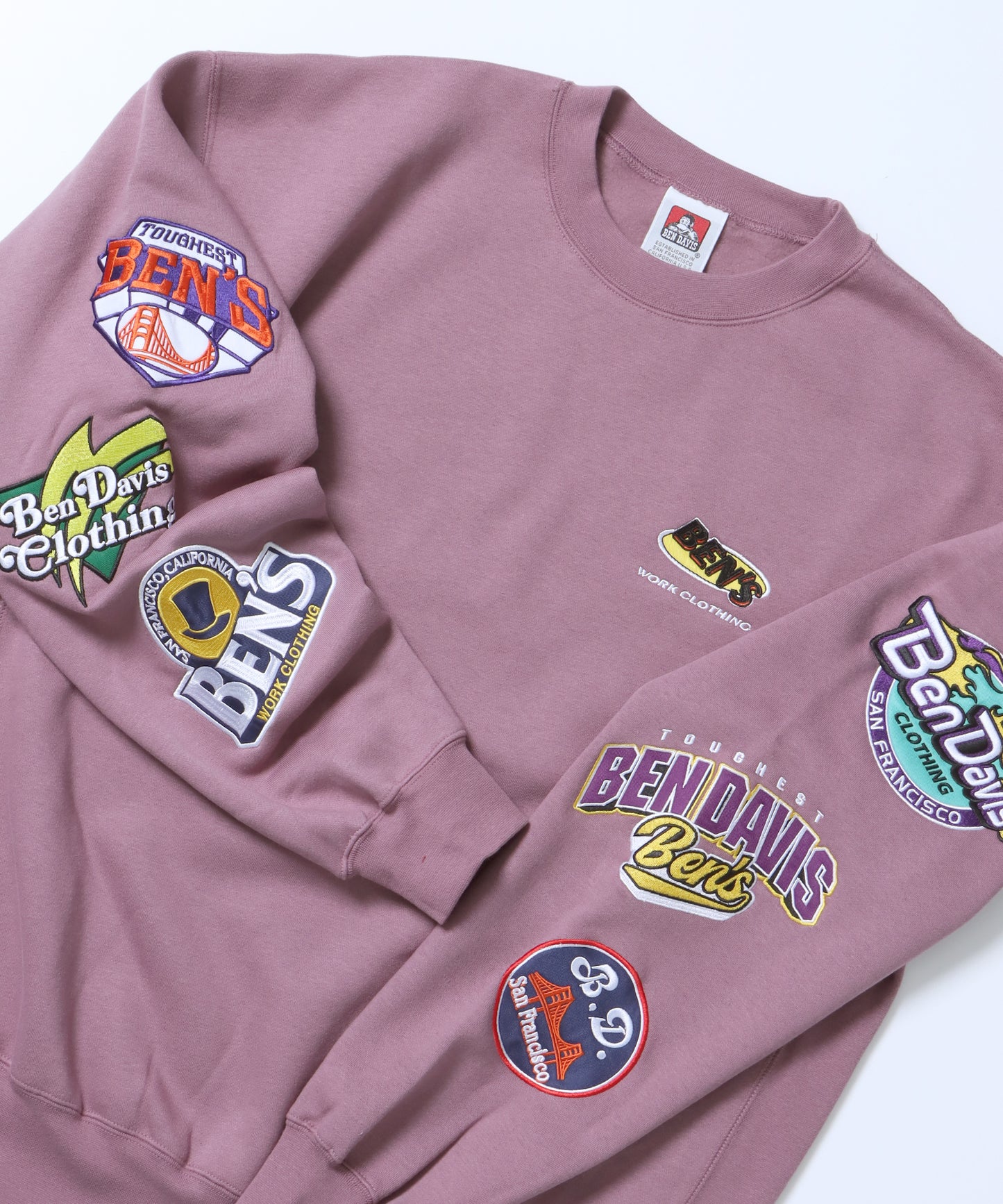 CHAMPIONSHIP PATCHED CREW NECK SWEAT / 袖ワッペン 刺繍 古着風 クルーネック スウェット グレイッシュピンク