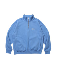 BD SWEAT HALF ZIP / スウェット ハーフジップ ワンポイント刺繍 裏起毛 サイドポケット ユニセックス スカイブルー
