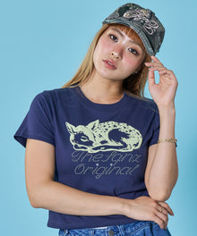 ※WEB限定 / スタッズ / アニマル発砲プリントTシャツ / sqnz star bambi pt tee ネイビー