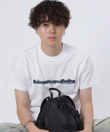 センターロゴ3D刺繍ショート丈Tシャツ / Tシャツ クルーネック 半袖 刺繍 シンプル 【短丈】 ホワイト