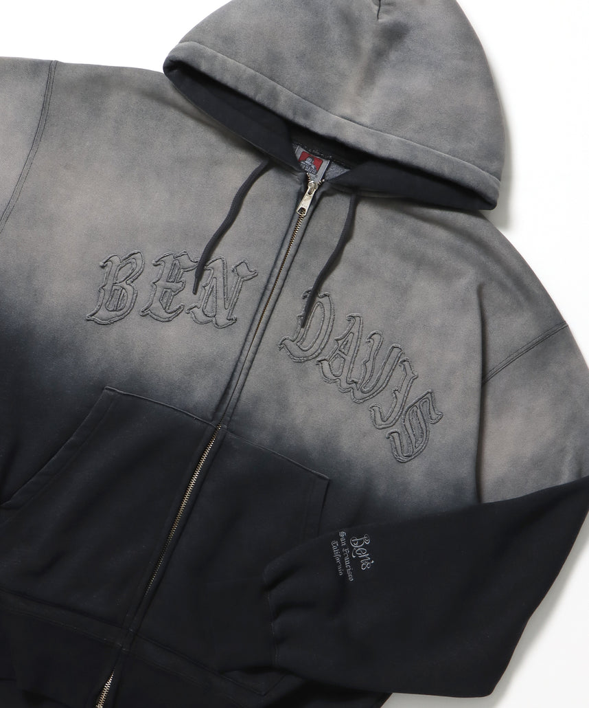 BEN DAVIS（ベンデイビス）】LETTERS FADED ZIP HOODIE