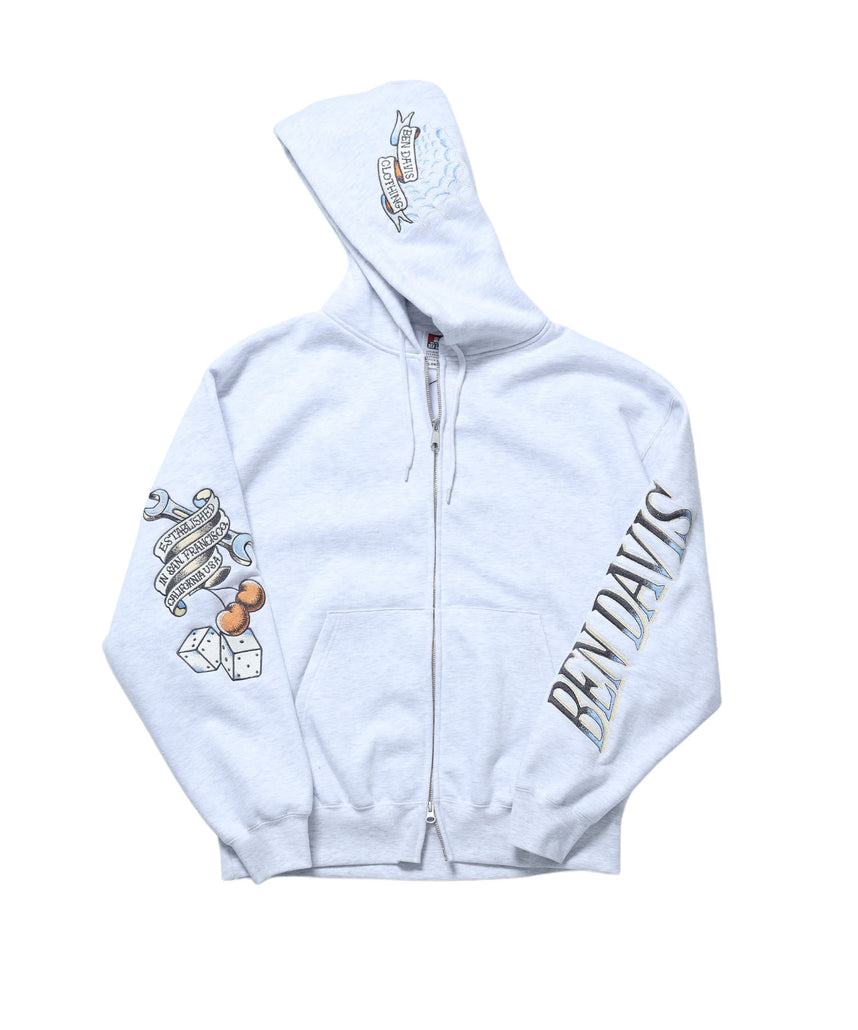 SANMARINO ZIP HOODIE / ジップパーカー フード キャラクター デザイン 裏起毛 ユニセックス アッシュグレー