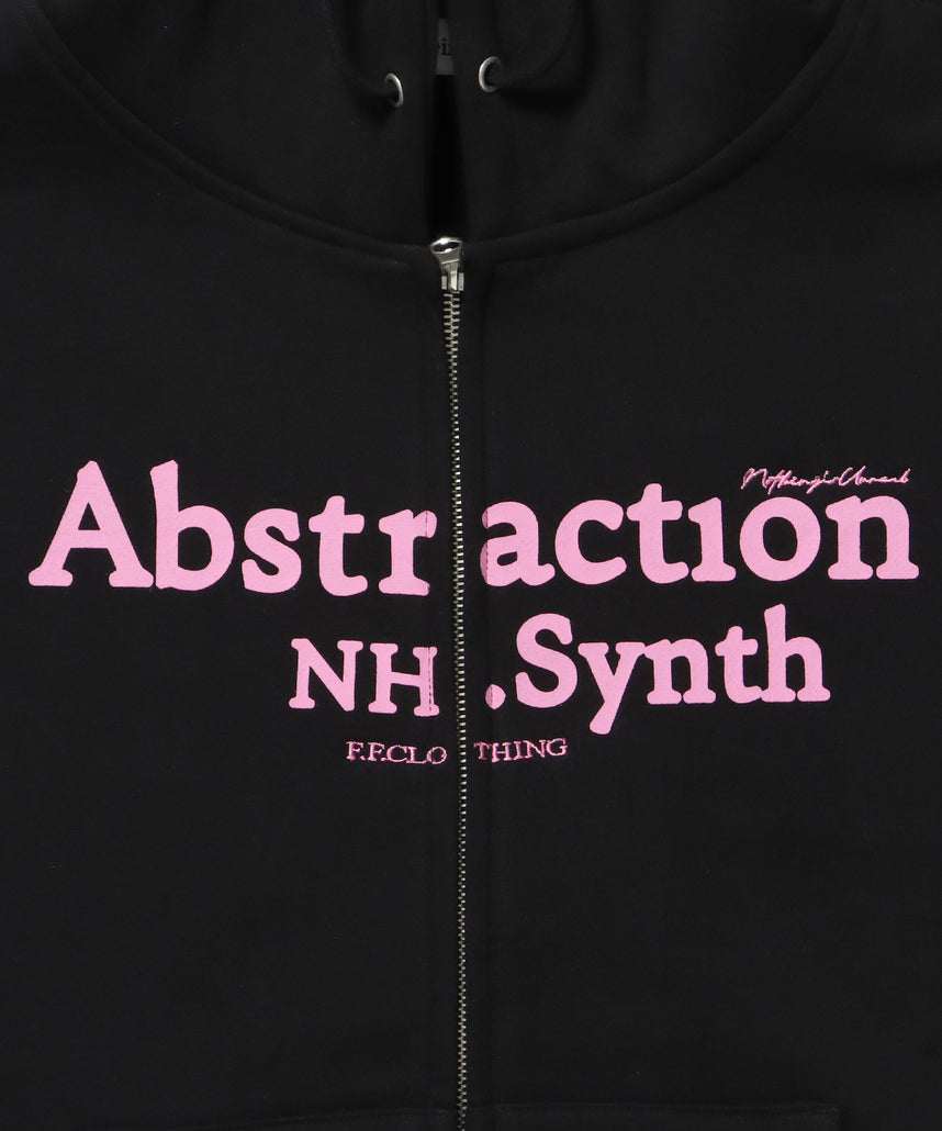 ヘビーウエイト2段ロゴZIPパーカー / パーカー 裏起毛 ジップ 刺繍 ロゴ フーディ ダブルジップ ブラック