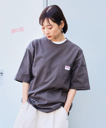 BIG POCKET TEE ZF / ポケット 半袖 ワンポイント ワイドシルエット ヘビーウエイト クルーネック ダークブラウン