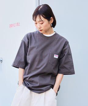 BIG POCKET TEE ZF / ポケット 半袖 ワンポイント ワイドシルエット ヘビーウエイト クルーネック ダークブラウン