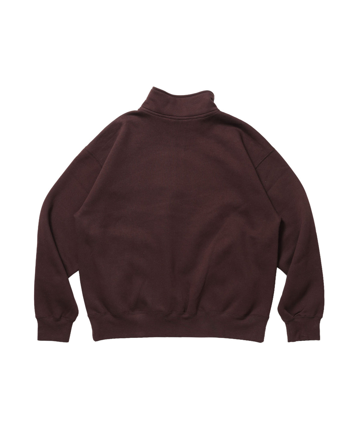 BD SWEAT HALF ZIP / スウェット ハーフジップ ワンポイント刺繍 裏起毛 サイドポケット ユニセックス ブラウン