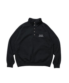 BD SWEAT SNAP P/O / スウェット ハイネック ボタン 裏起毛 ワンポイント刺繍 ユニセックス ブラック