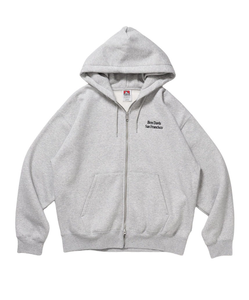 BD SWEAT ZIP HOODIE / スウェットパーカー Wジップ フーディ ワンポイント刺繍 裏起毛 ユニセックス グレー