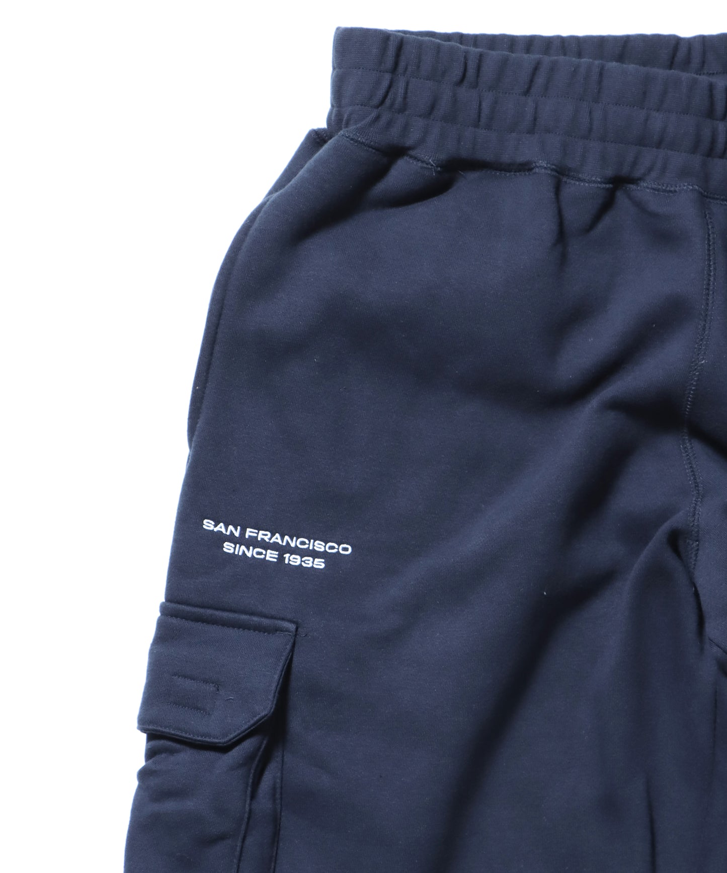 CARGO POCKET SWEATPANTS / ワイドシルエット ドローコード 刺繍 シティガール シティボーイ 裏起毛 ネイビー