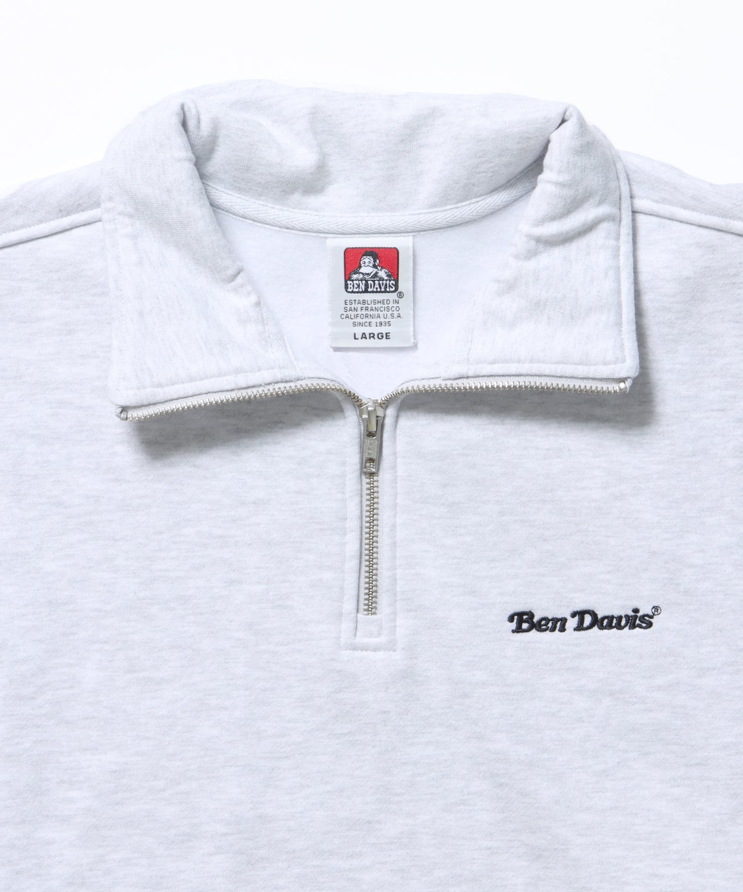 HEAVY SWEAT HALF ZIP / 刺繍 オーバーサイズ ワンポイント シンプル ヘビーウエイト 裏起毛 アッシュグレー