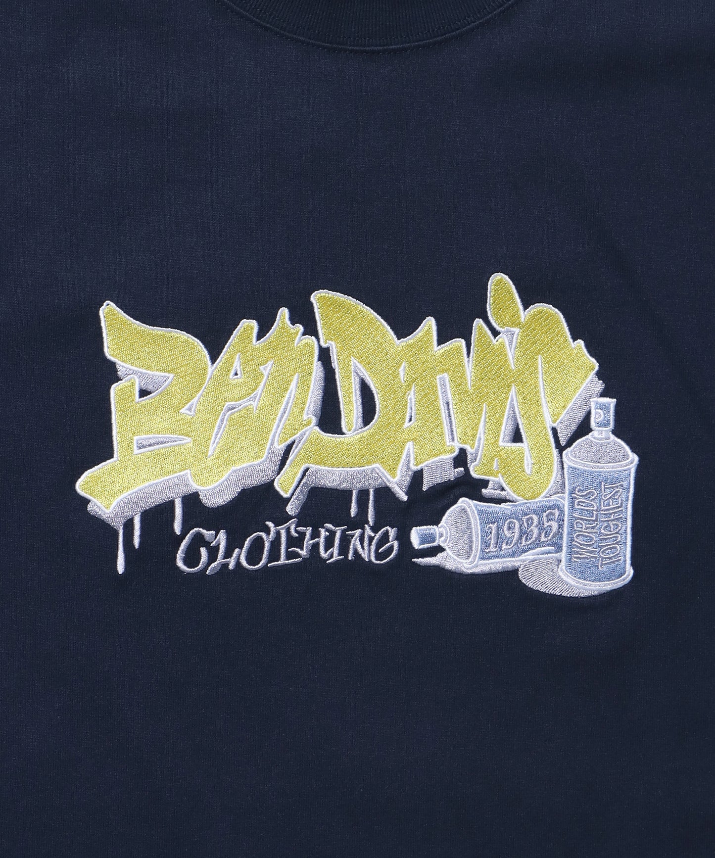 SPRAY ART EMB L/S TEE WIDE / ロンT 長袖 刺繍 ビックサイズ ネイビー