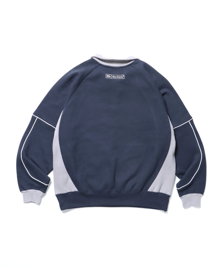 PIPING HALF ZIP SWEAT / ブロークコア シティガール シティボーイ パイピング ドローコード ゲーム テック ネイビー