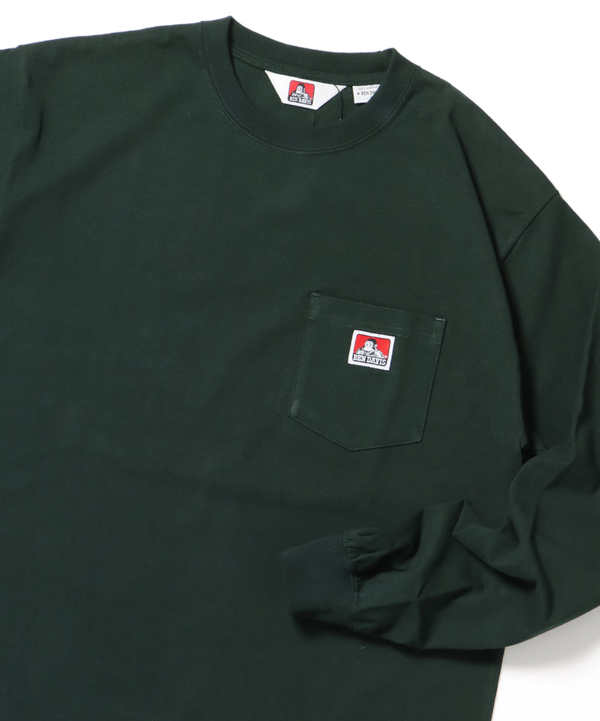 L/S POCKET TEE[REG] / ロンT 長袖 ワンポイント レギュラーサイズ ポケット ダークグリーン
