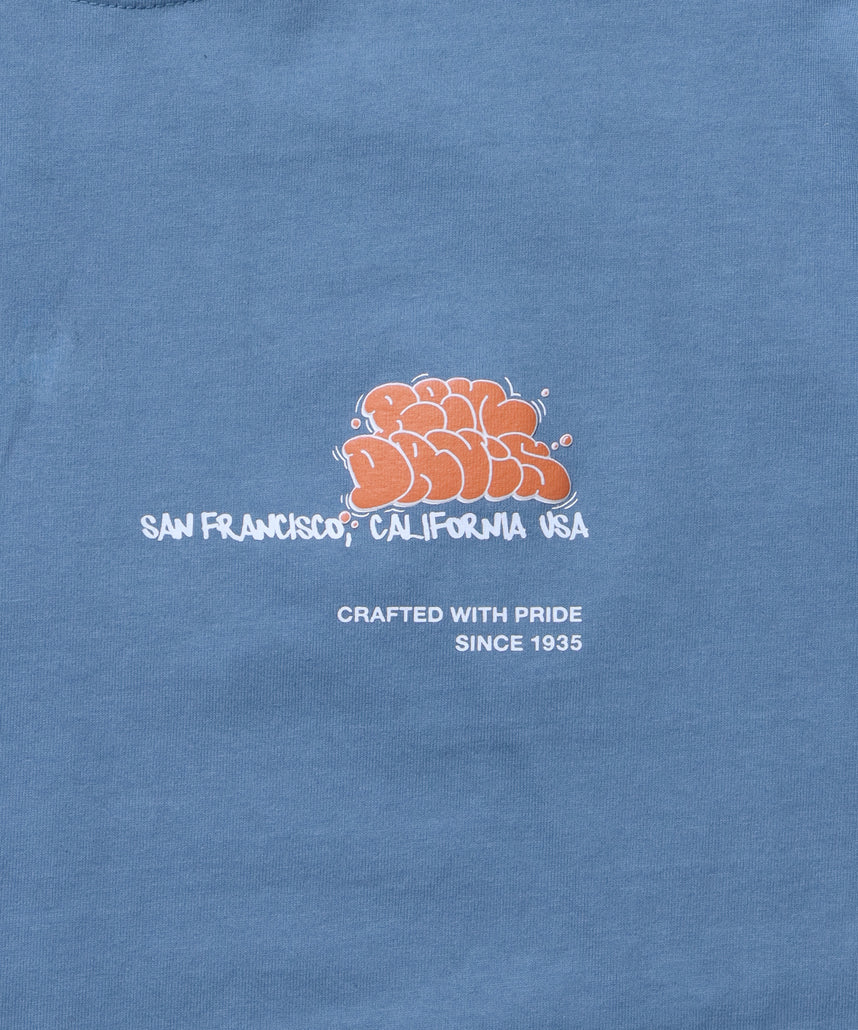 BUBBLE L/S TEE[WIDE] / ロンT 長袖 ワンポイント ワイドシルエット ブルーグレー