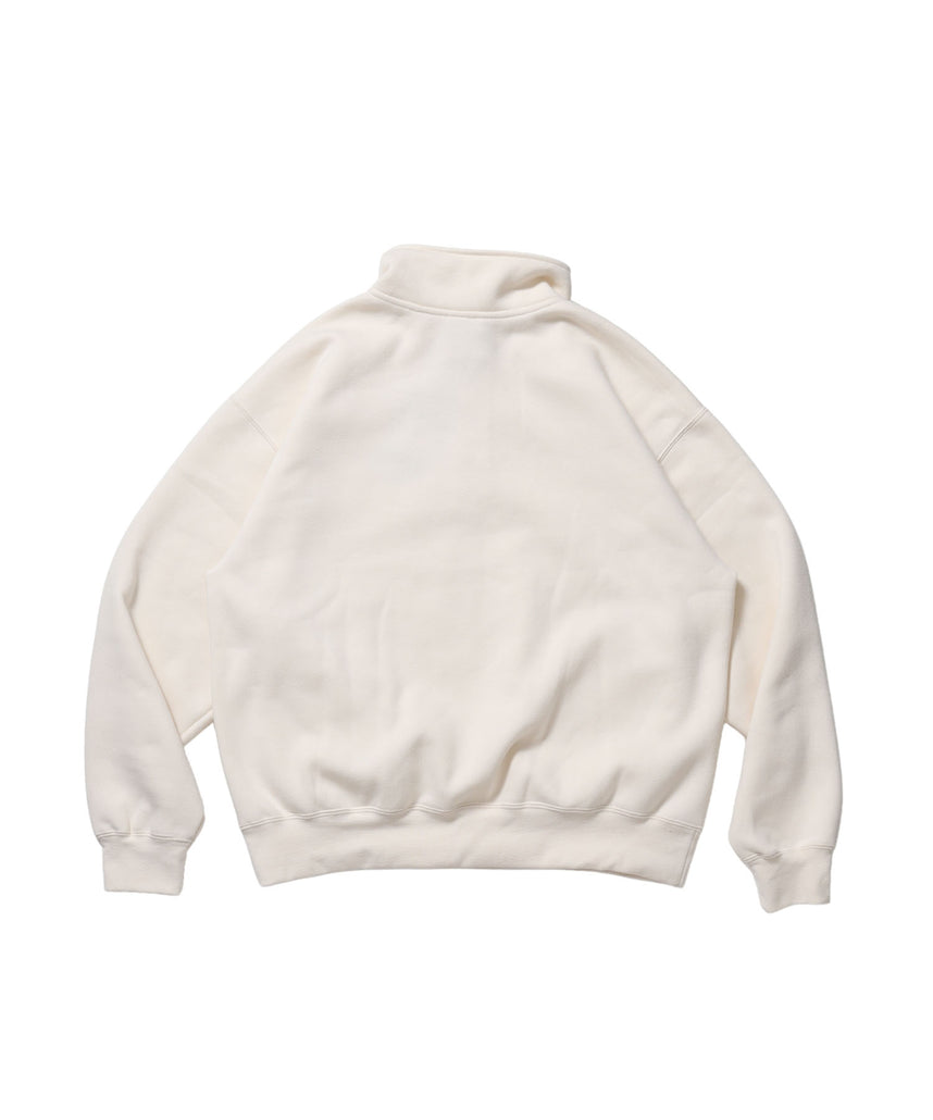 BD SWEAT SNAP P/O / スウェット ハイネック ボタン 裏起毛 ワンポイント刺繍 ユニセックス オフホワイト