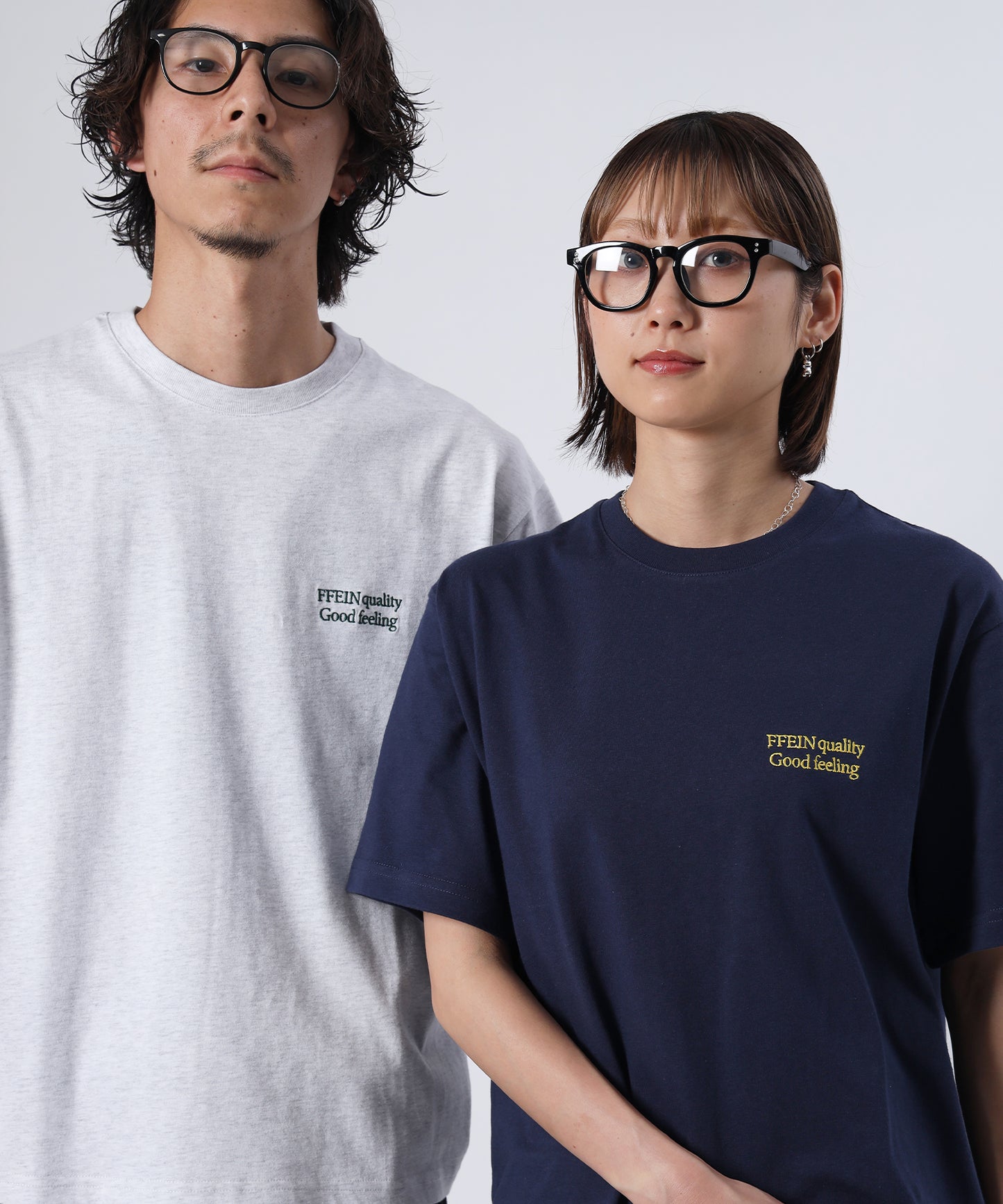 ワンポイント刺繍ショート丈Tシャツ / Tシャツ 短丈 クルーネック 半袖 刺繍 ワンポイント アッシュグレー