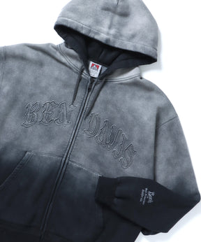 LETTERS FADED ZIP HOODIE / オーバーサイズ 裏起毛 パーカー ジップ フード ヴィンテージライク ブラック系