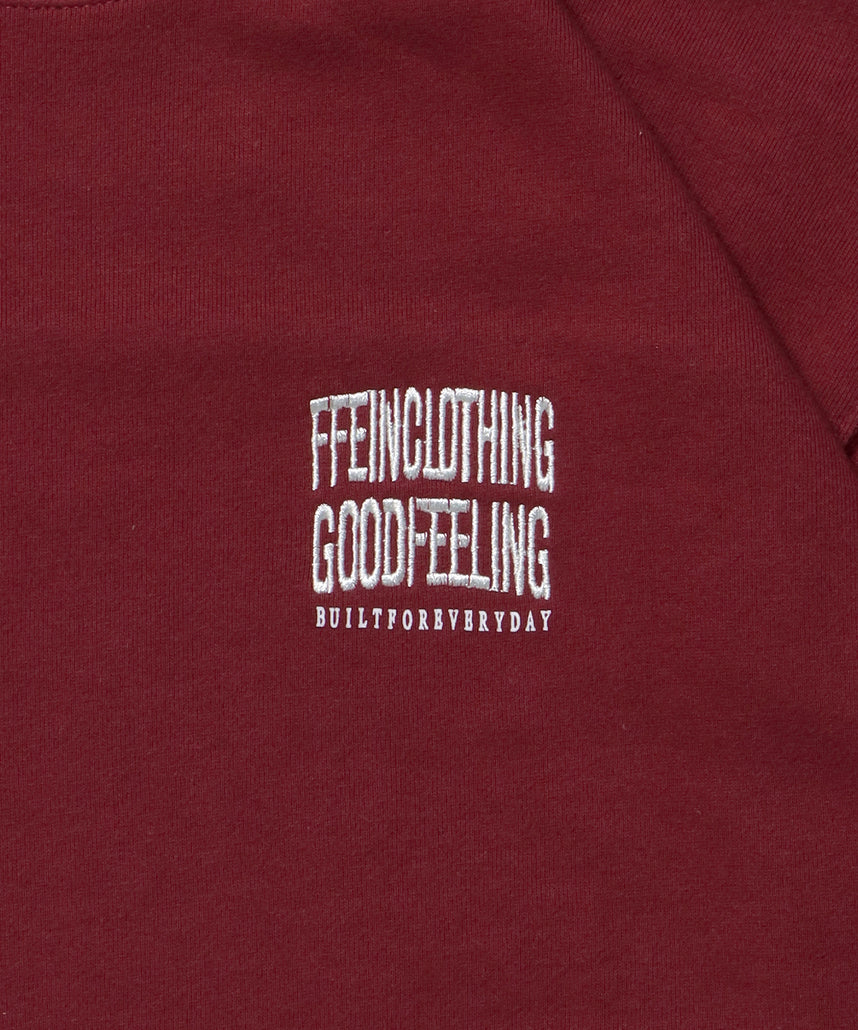 ヘビーウエイトワンポイント刺繍スウェット / スウェット トレーナー 裏毛 クルーネック ワンポイント レッド