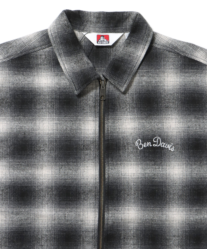 HEAVY PLAID ZIP JACKET / ジップジャケット チェック 起毛 ライトアウター ブラック