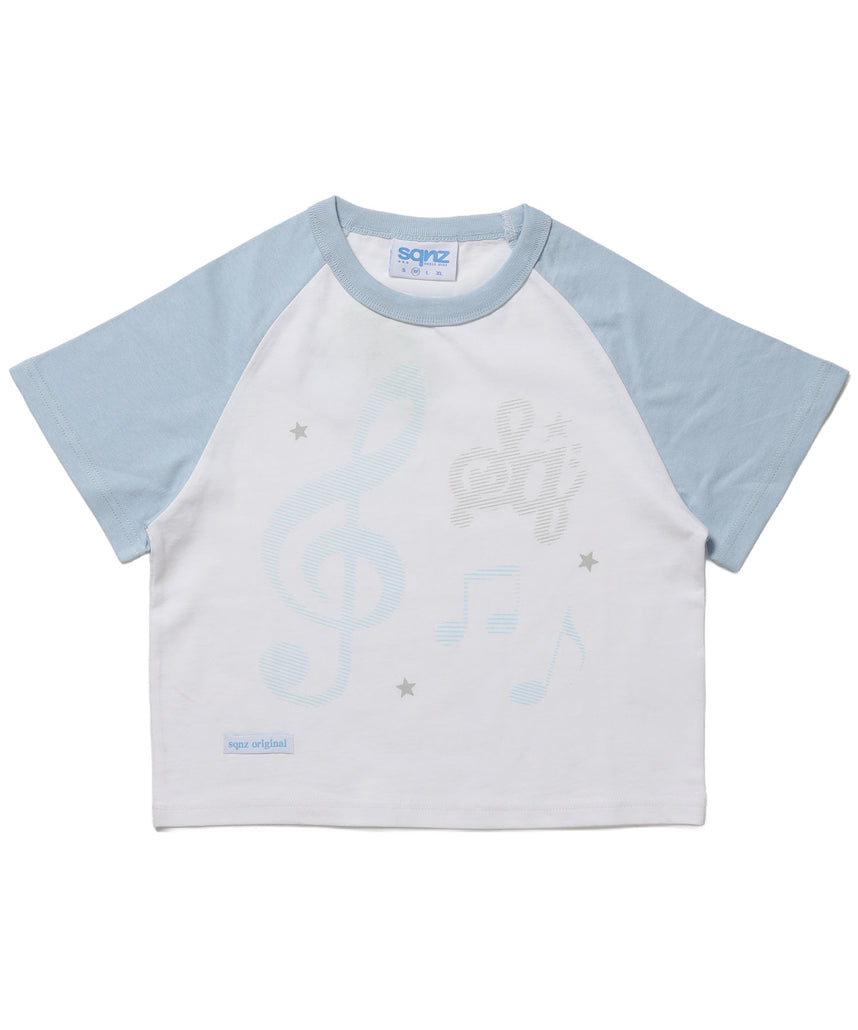 ※WEB限定 / プリントピチTシャツ / 配色ラグラン半袖Tシャツ / sqnz treble clef pt tee ライトブルー