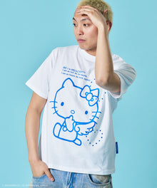 HK LOVE SEQUENZ TEE / ハローキティ キティちゃん 半袖 クルーネック プリント ワンポイント ラインストーン ホワイト