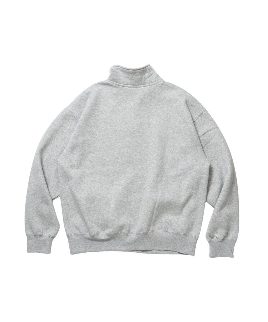 BD SWEAT HALF ZIP / スウェット ハーフジップ ワンポイント刺繍 裏起毛 サイドポケット ユニセックス グレー