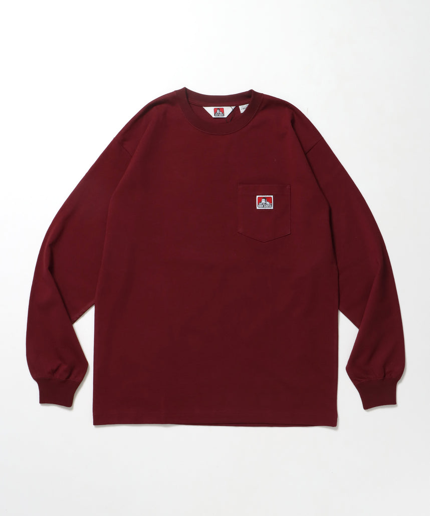 L/S POCKET TEE[REG] / ロンT 長袖 ワンポイント レギュラーサイズ ポケット ワイン