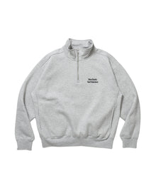 BD SWEAT HALF ZIP / スウェット ハーフジップ ワンポイント刺繍 裏起毛 サイドポケット ユニセックス グレー