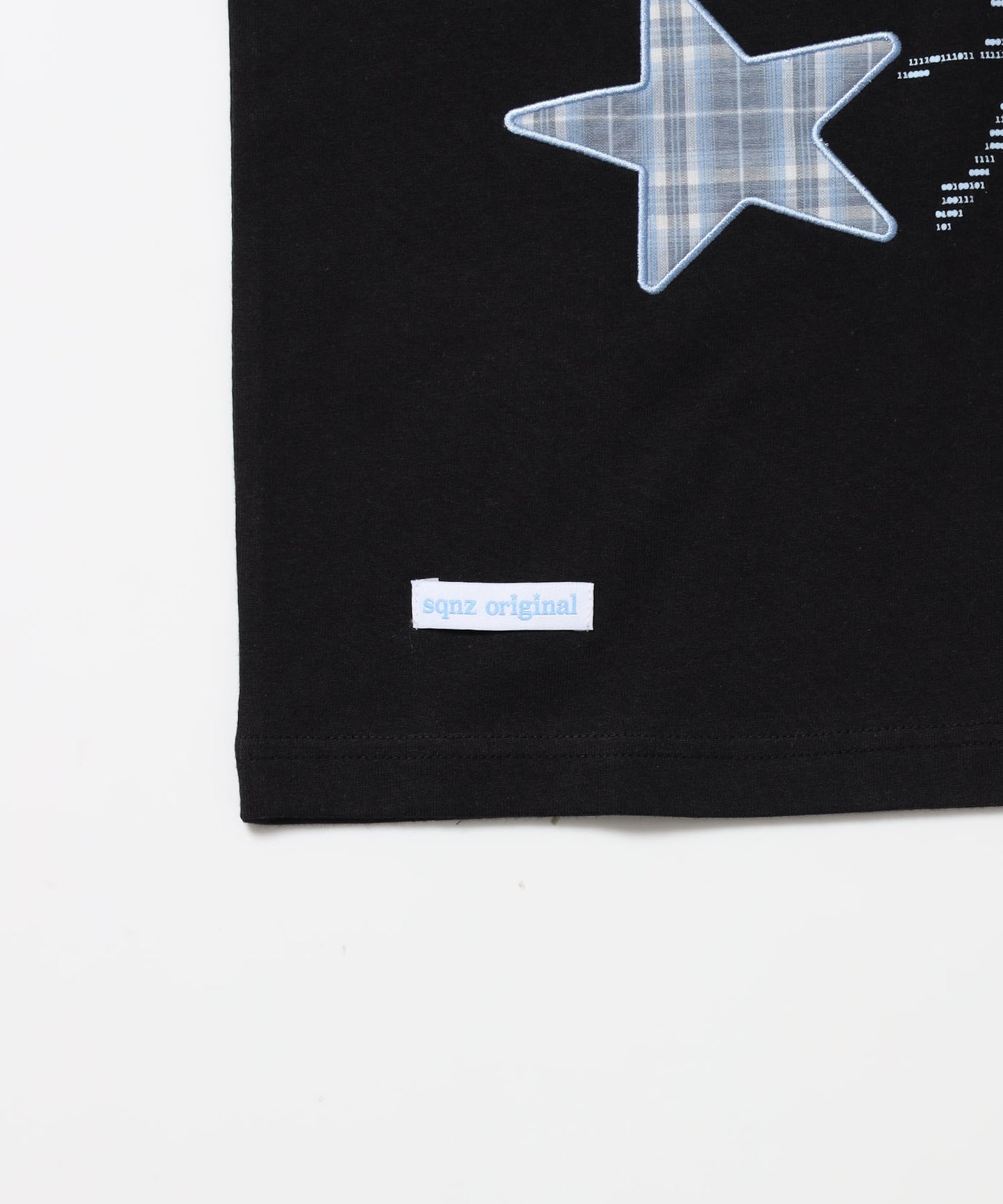 ※WEB限定 / ワッペン×チェック / モチーフデザイン半袖Tシャツ / sqnz motif applique tee / ブラック