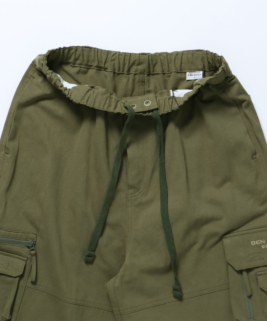 THESE DAYS TECH CARGO PANTS / ワイドテーパード 裾ドローコード カーキ