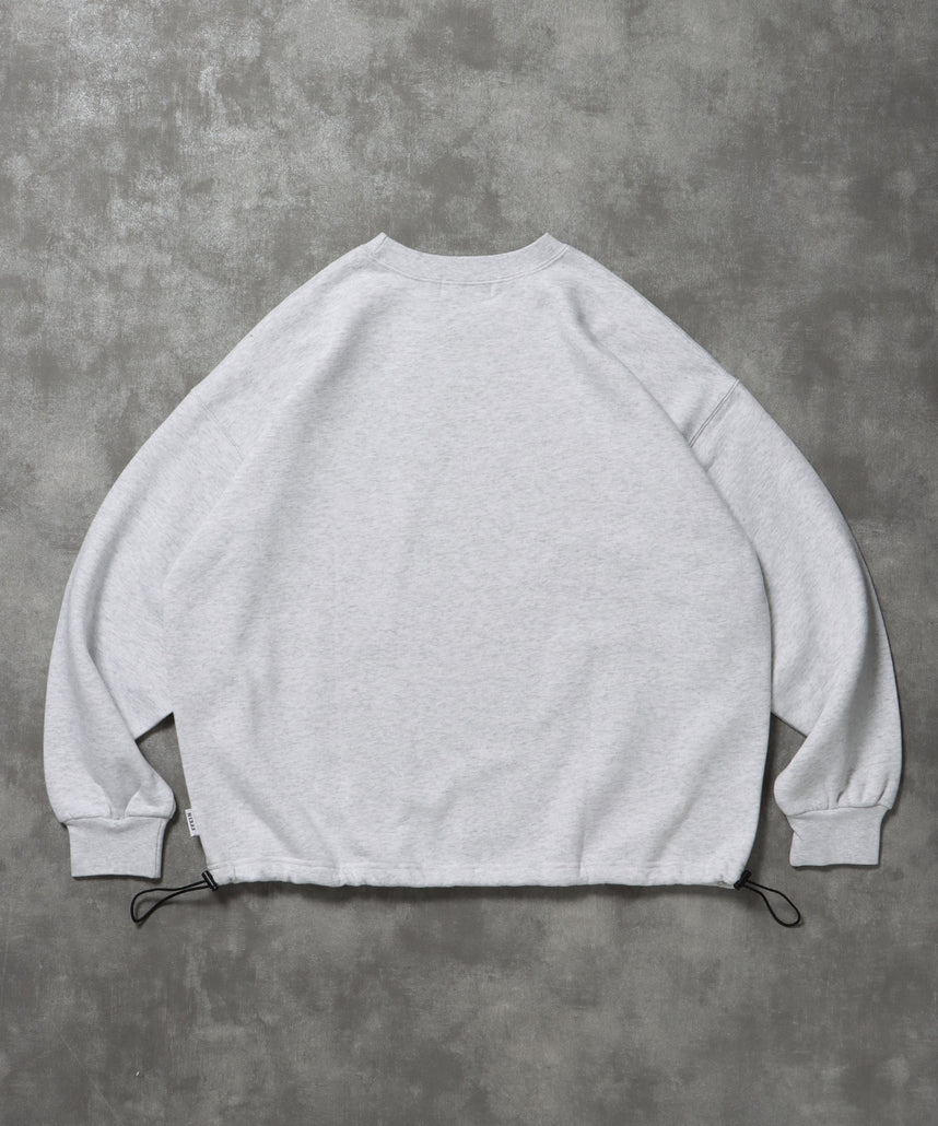 ヘビーウエイト3段ロゴドローコード付スウェット / スウェット トレーナー ロゴプリント ドローコード 裏起毛 アッシュグレー