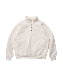BD SWEAT SNAP P/O / スウェット ハイネック ボタン 裏起毛 ワンポイント刺繍 ユニセックス オフホワイト