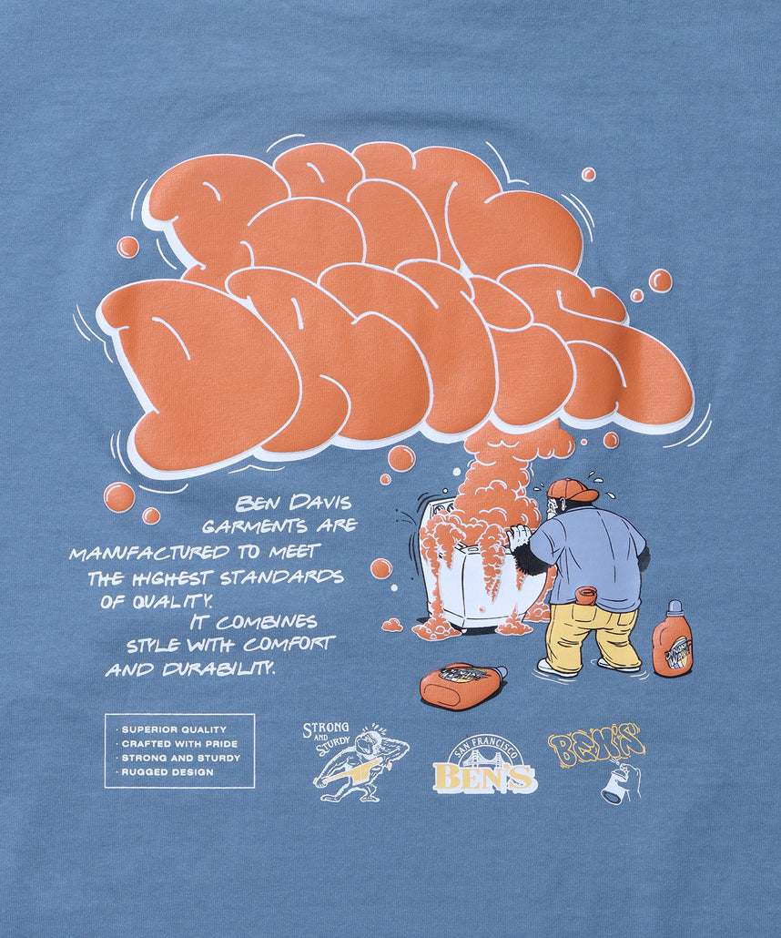 BUBBLE L/S TEE[WIDE] / ロンT 長袖 ワンポイント ワイドシルエット ブルーグレー