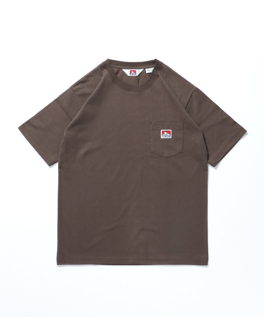 BEN'S POCKET TEE(REG) / ポケット 半袖 ワンポイント レギュラーサイズ ヘビーウエイト クルーネック ダークブラウン