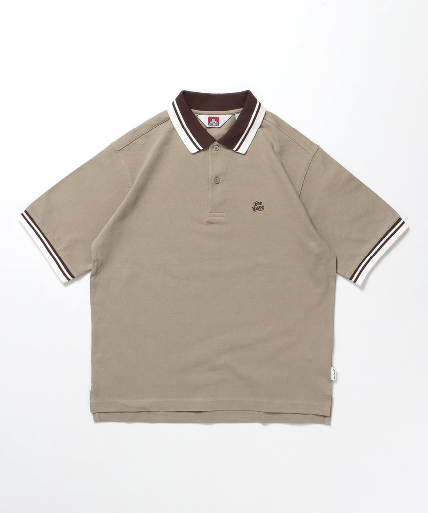 CROPPED POLO SHIRT / ポロシャツ 半袖 ワンポイント 短丈 サンドベージュ