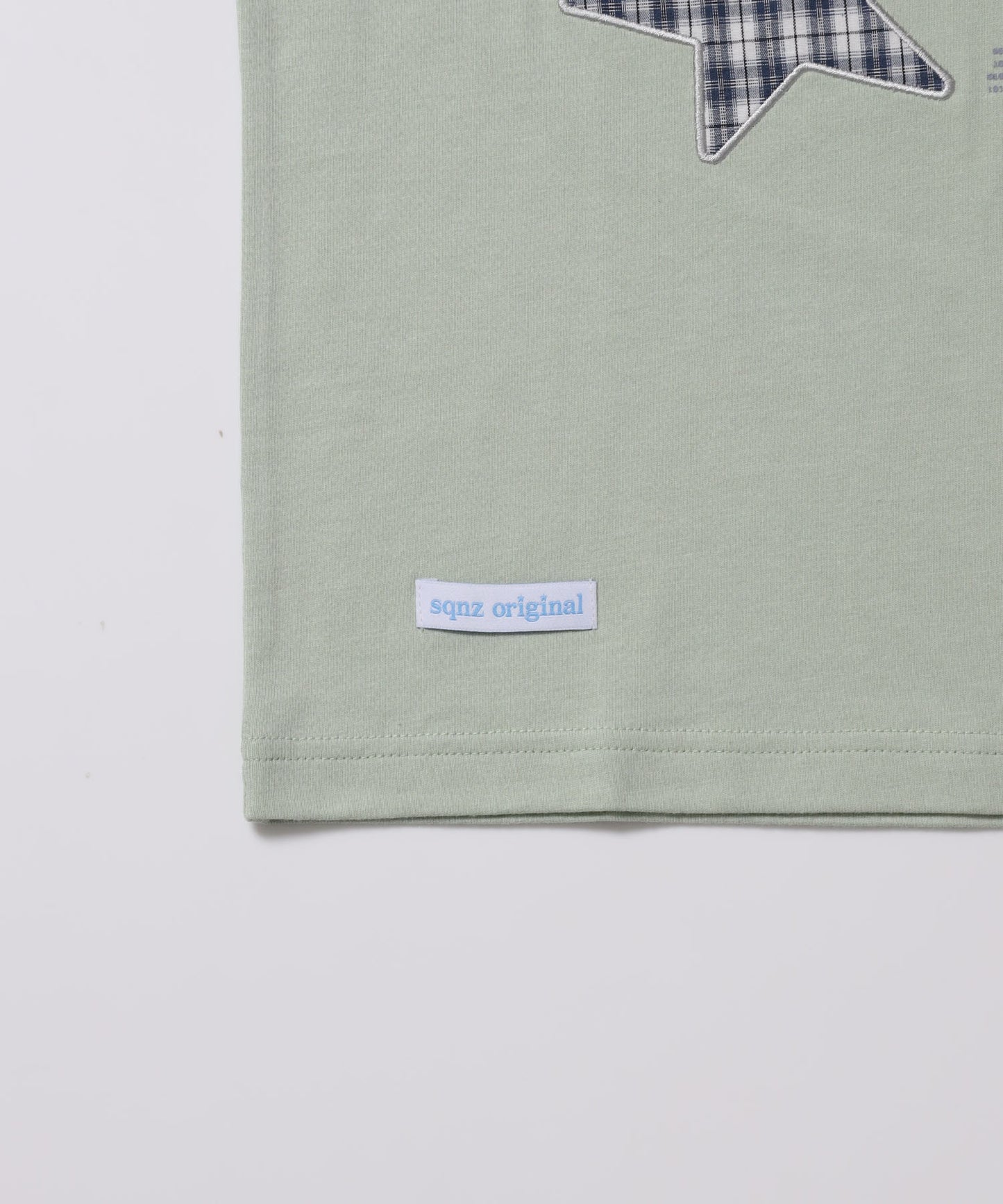 ※WEB限定 / ワッペン×チェック / モチーフデザイン半袖Tシャツ / sqnz motif applique tee /  ミント