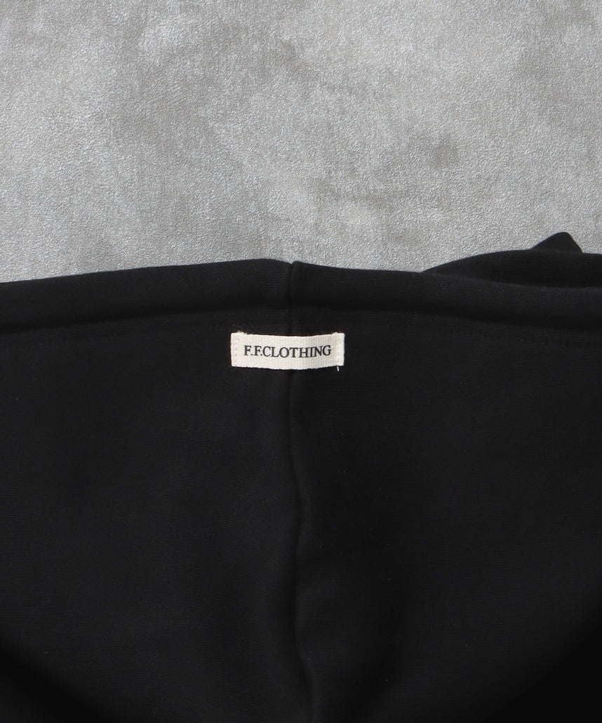 ヘビーウエイト2段ロゴZIPパーカー / パーカー 裏起毛 ジップ 刺繍 ロゴ フーディ ダブルジップ ブラック