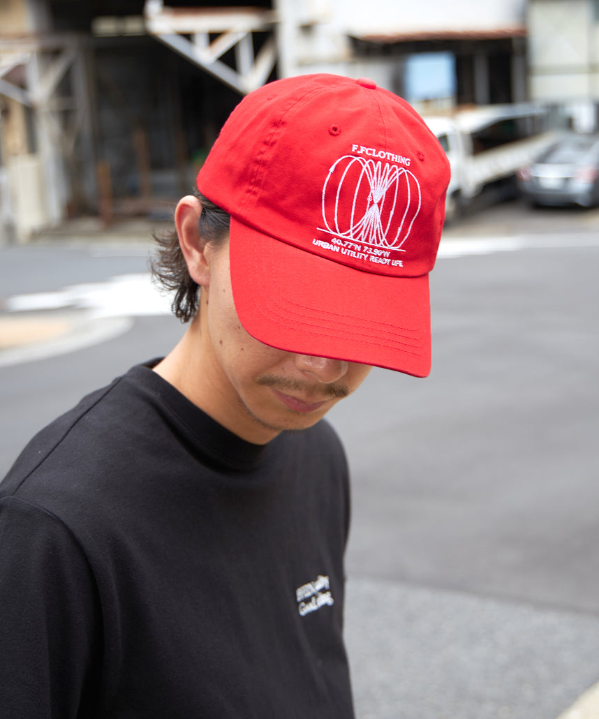 アートロゴ刺繍キャップ / 深めキャップ レッド