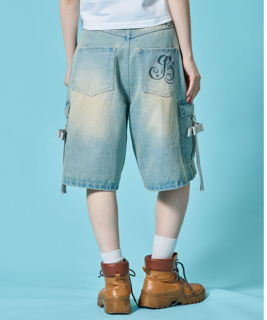WEB限定 / レディースリボンデニムショートパンツ / sqnz ribbon denim