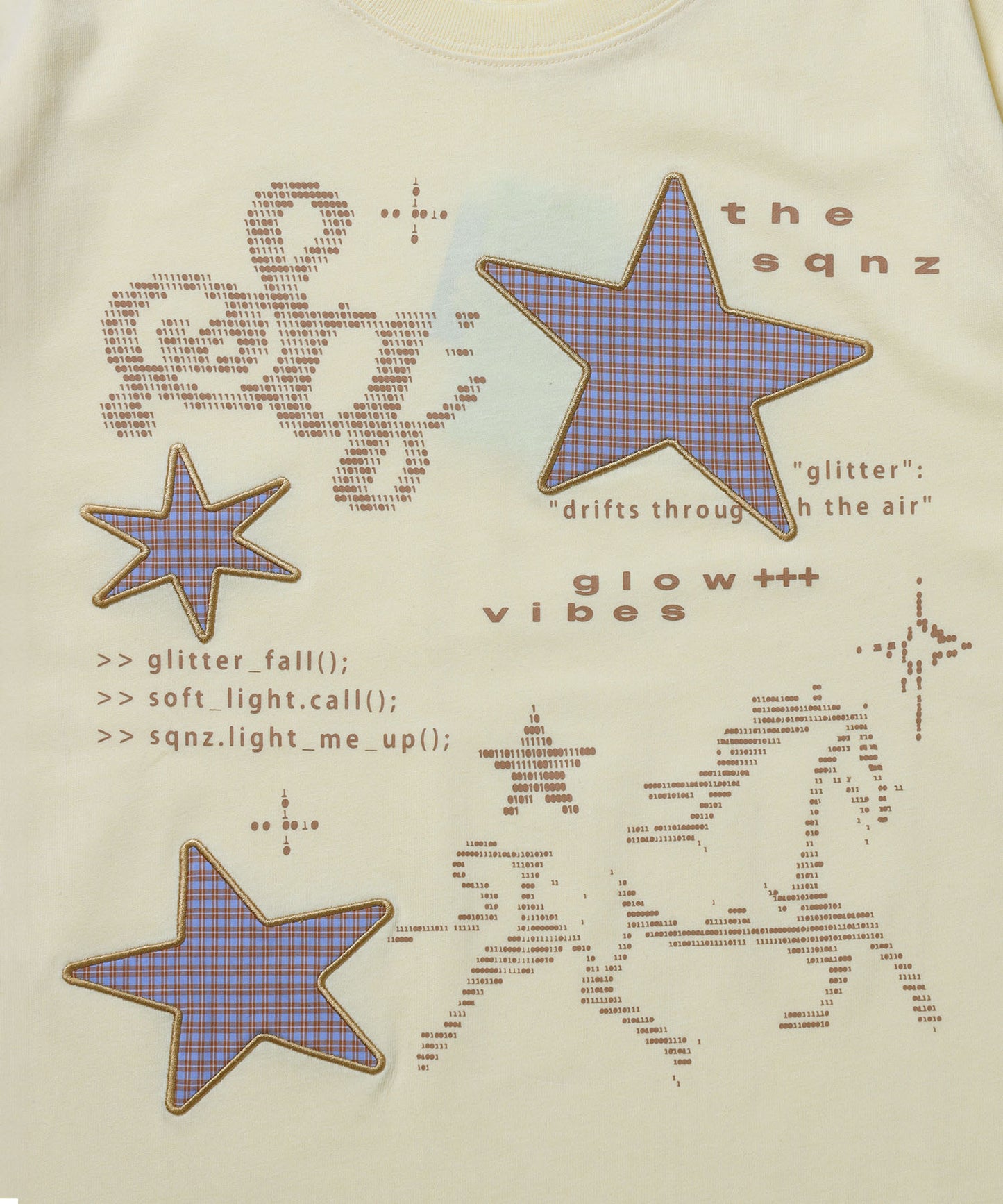 ※WEB限定 / ワッペン×チェック / モチーフデザイン半袖Tシャツ / sqnz motif applique tee / レモンイエロー
