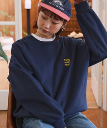 ヘビーウエイト3段ロゴドローコード付スウェット / スウェット トレーナー ロゴプリント ドローコード 裏起毛 ネイビー