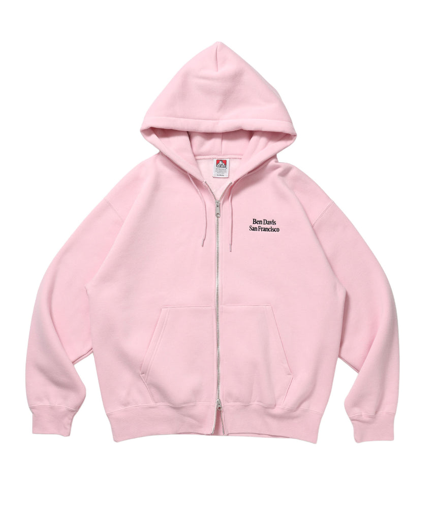 BD SWEAT ZIP HOODIE / スウェットパーカー Wジップ フーディ ワンポイント刺繍 裏起毛 ユニセックス ピンク