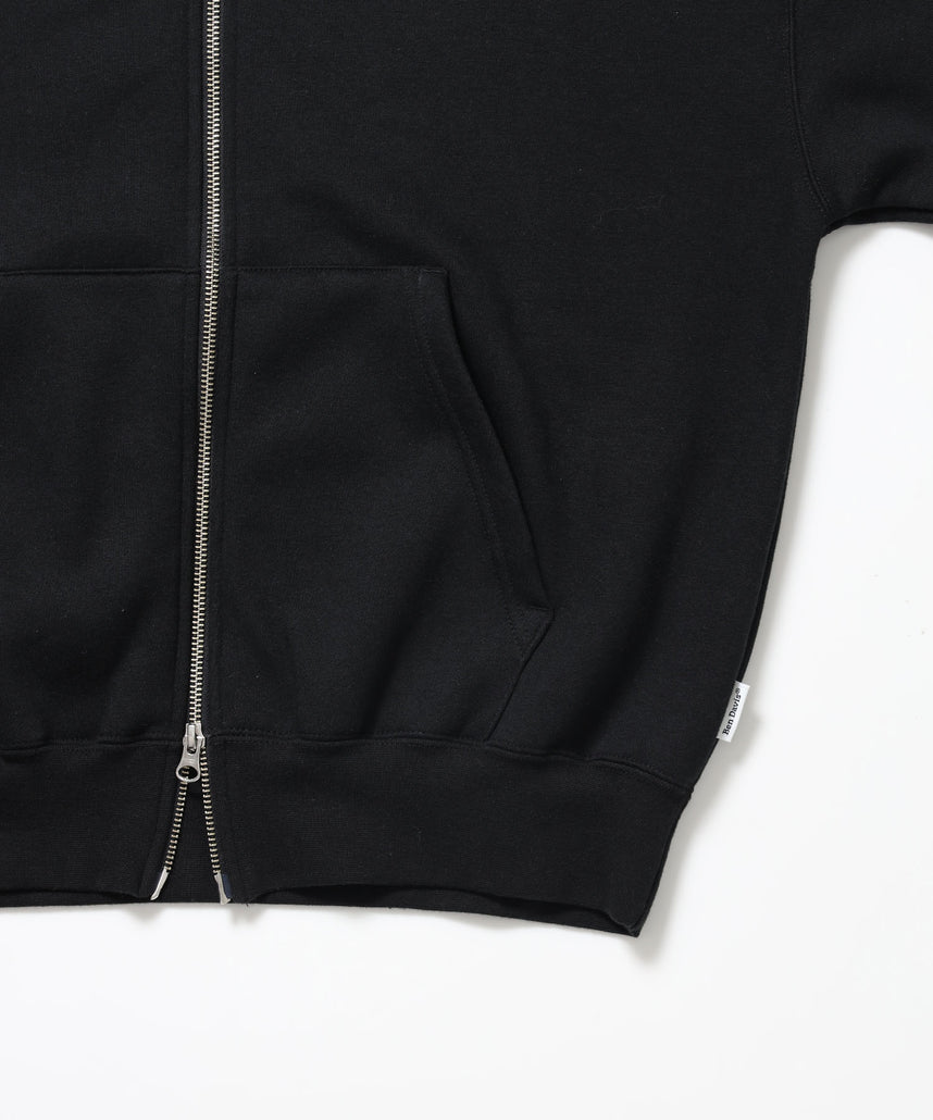BD SWEAT ZIP HOODIE / スウェットパーカー Wジップ フーディ ワンポイント刺繍 裏起毛 ユニセックス ブラック