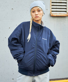 RV SHELLED FLEECE JACKET / シティガール シティボーイ リバーシブル ブロークコア ジップ シンプル ネイビー